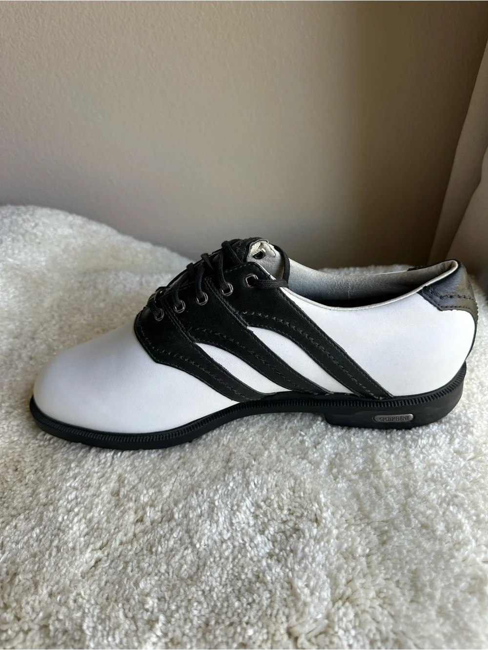 Vintage Adidas Z-Traxion Leather Golf Shoes Men's Size 9 White Black 118839